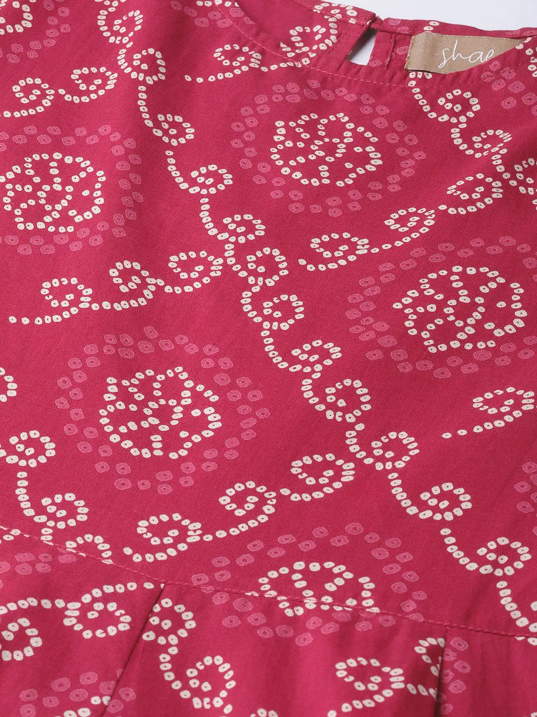 Fuchsia Bandhej Anarkali Dress | Cotton Anarkali Gown