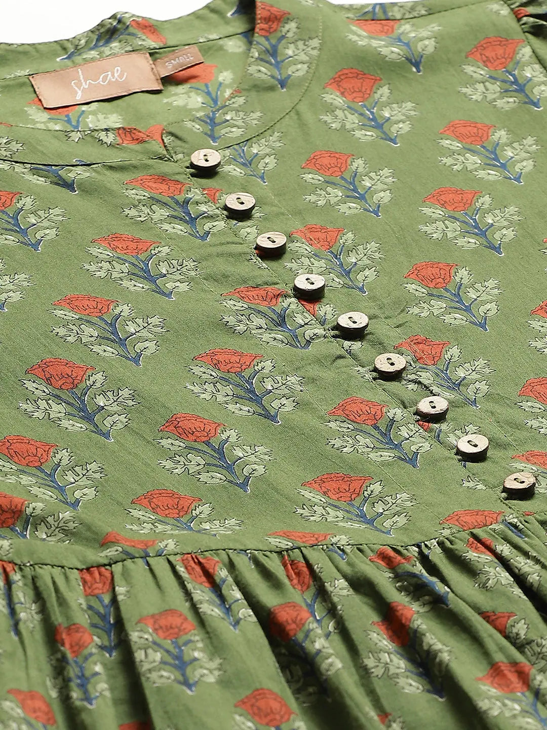 Green Floral Tiered Dress | Indian Dresses Online