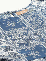 Navy Floral Anarkali Dress