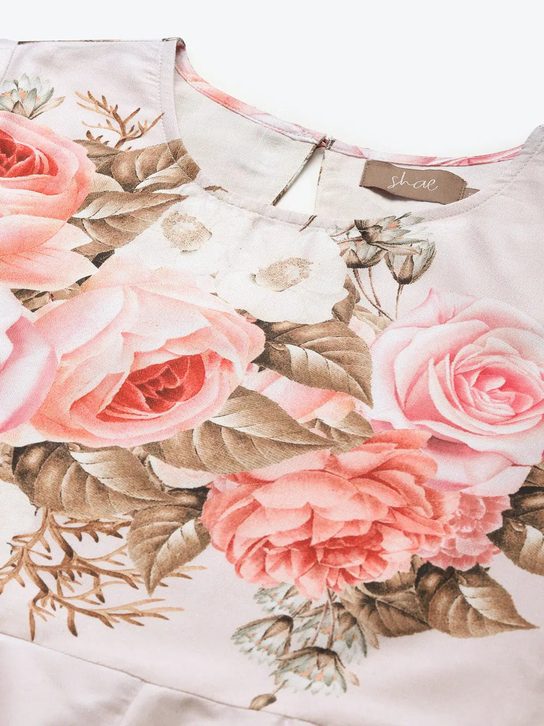 Nude Floral Anarkali Maxi | Polysilk Anarkali Gown for Women