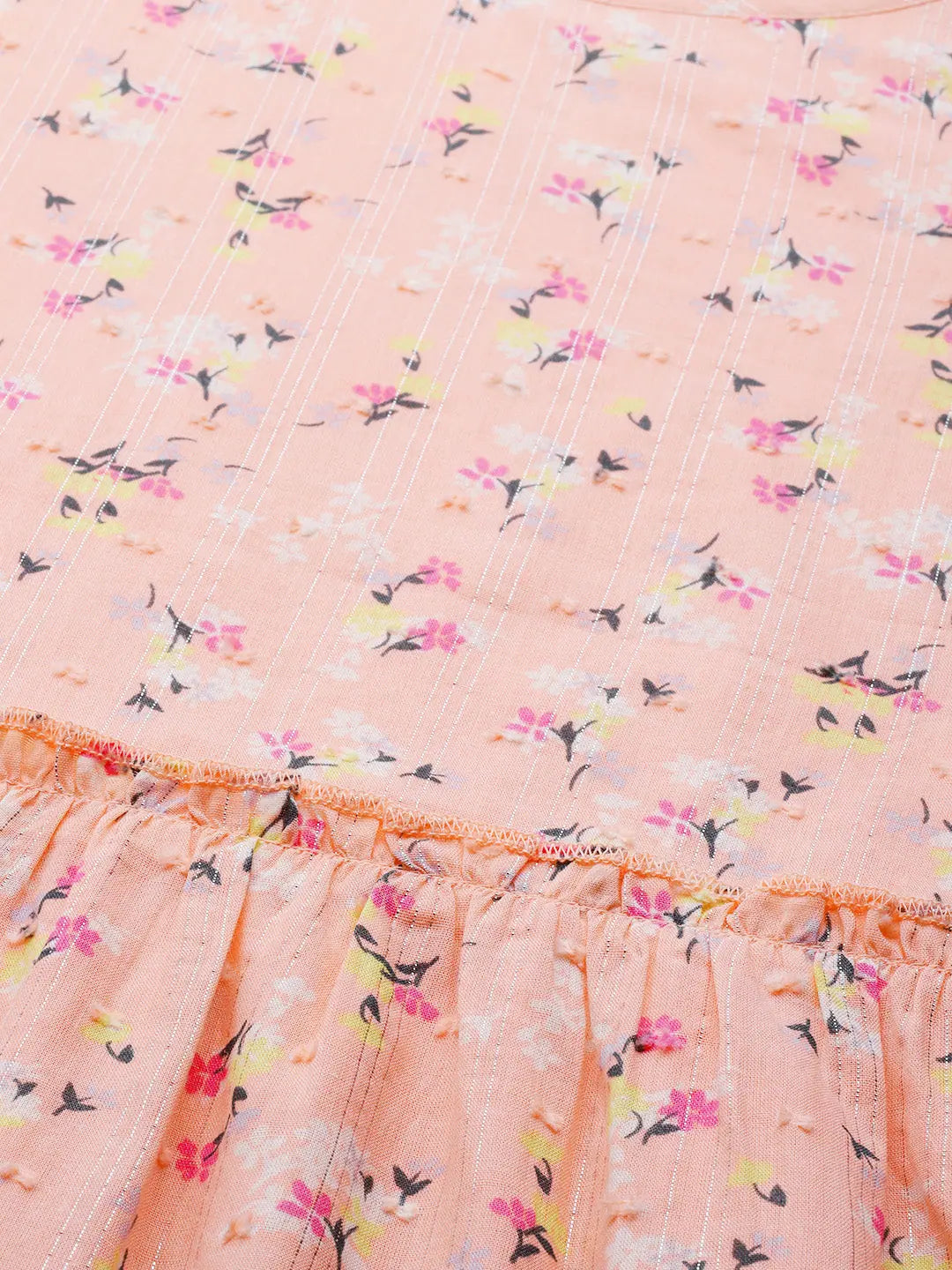 Peach Floral Midi Dress | Indian Cotton Dresses Online