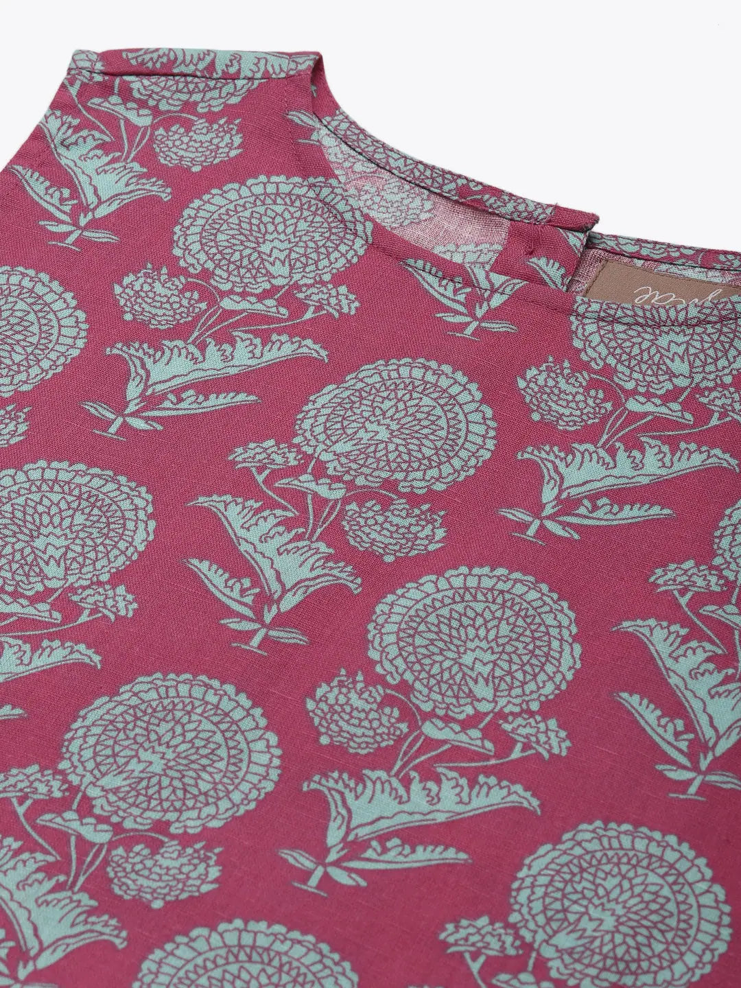 Pink Floral Midi Dress | Indian Cotton Dresses Online