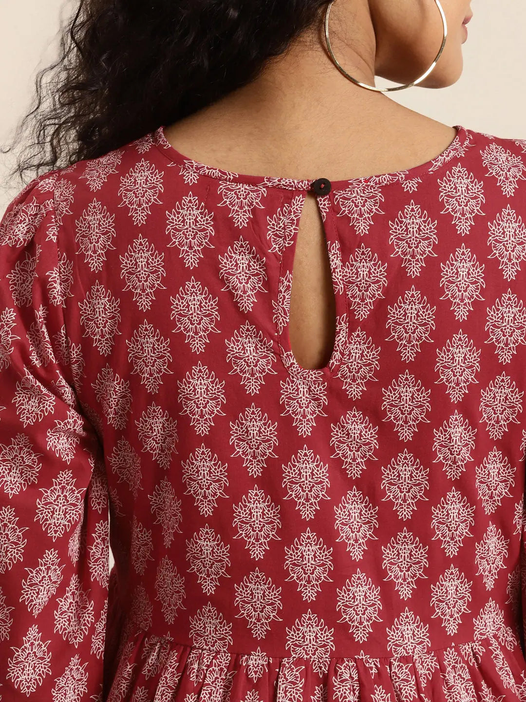 Red Floral Tiered Dress | Online Indian Cotton Dresses Shop