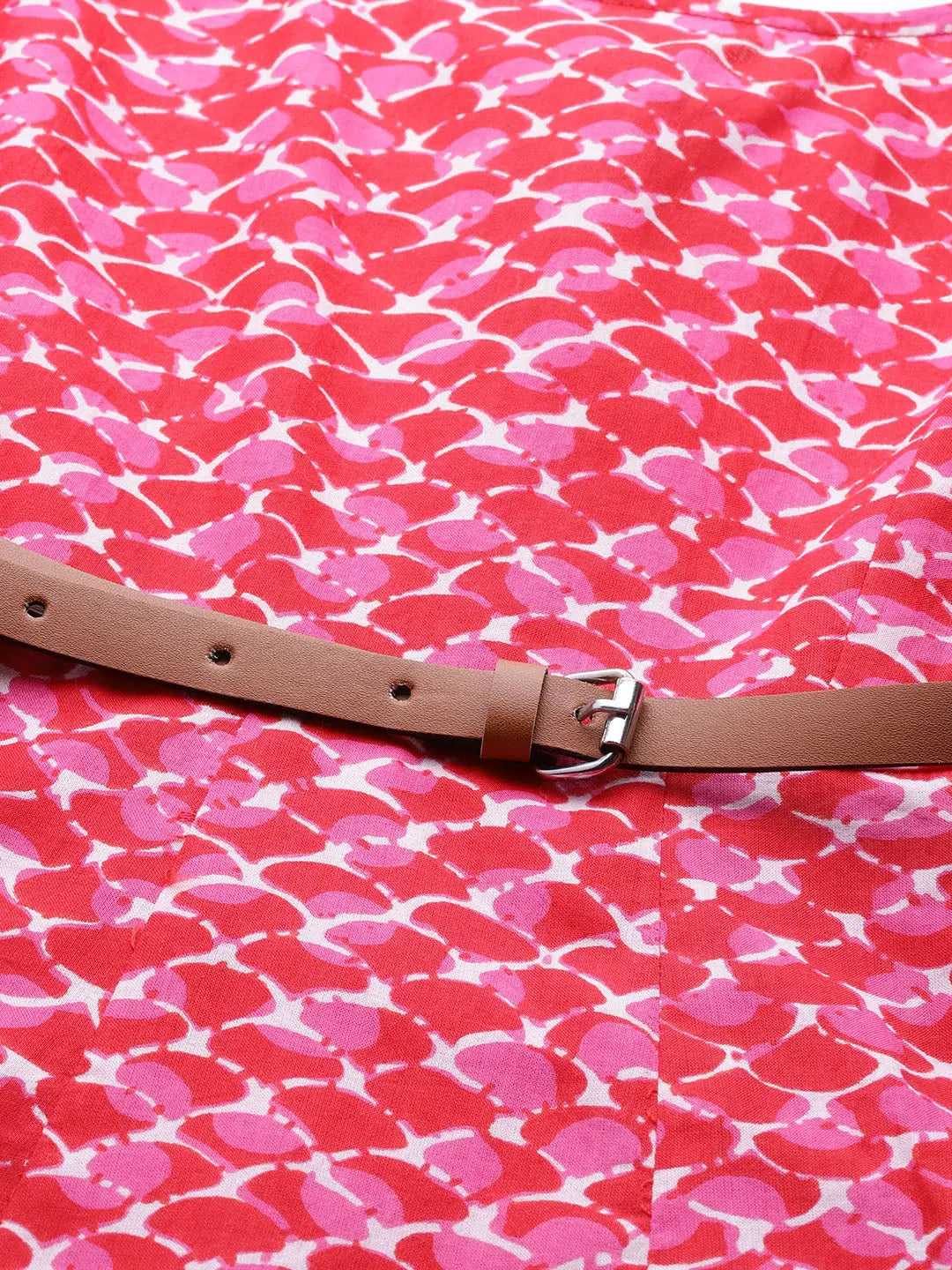 Pink Scallop Print Anarkali Dress - Cotton Anarkali Kurti Online