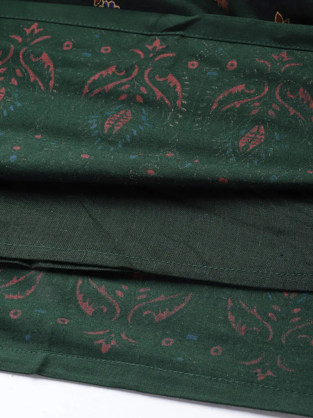 Emerald Floral Print Gathered Dress | Indian Cotton Dresses