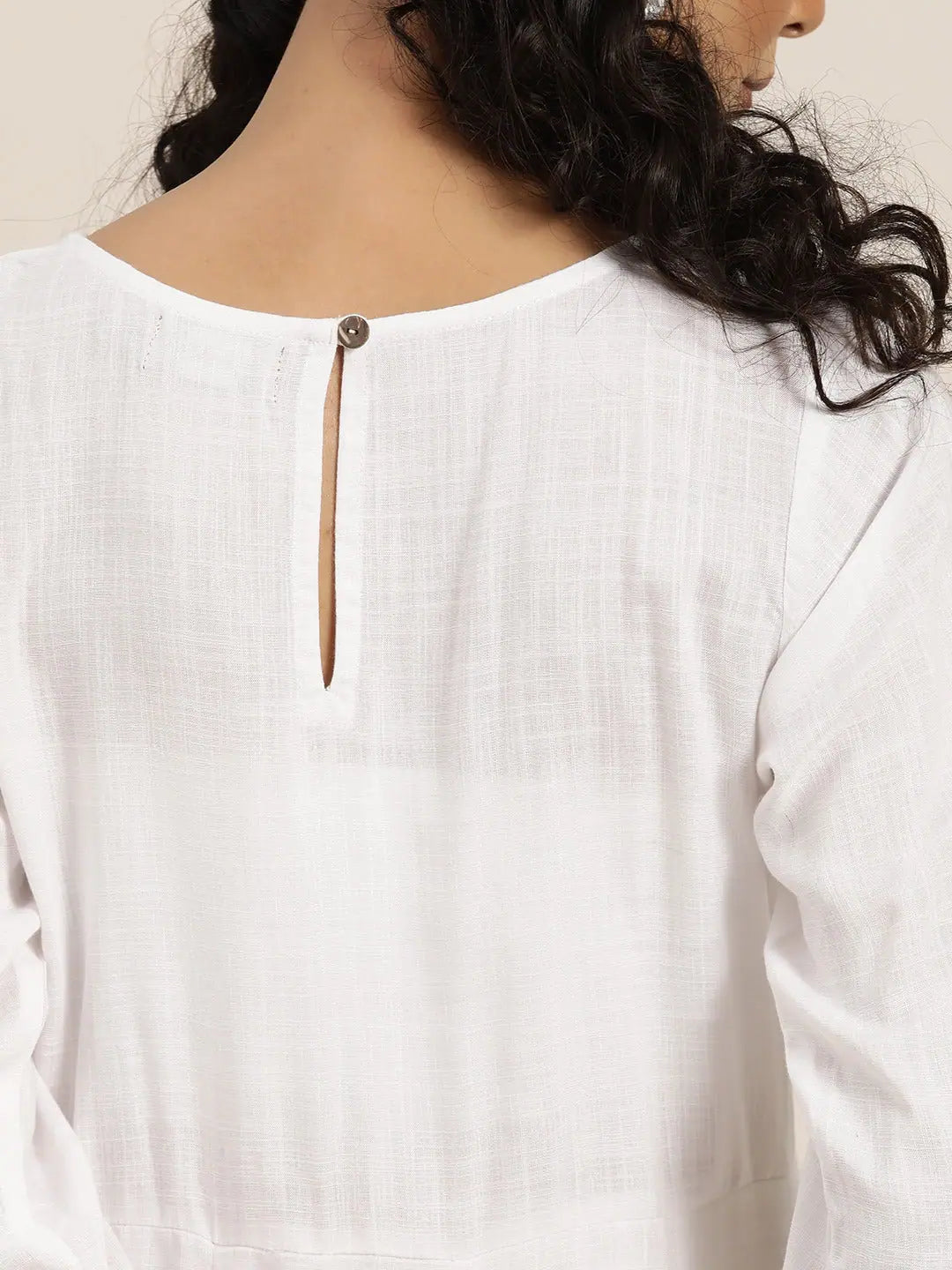 Women's White Zari Embroidered Anarkali Maxi Dress - Lehenga