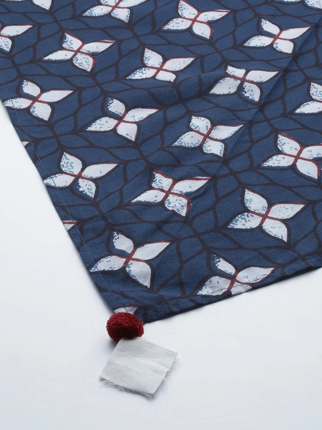 Royal Blue Embroidered Cuff Indian Cotton Dress | Online