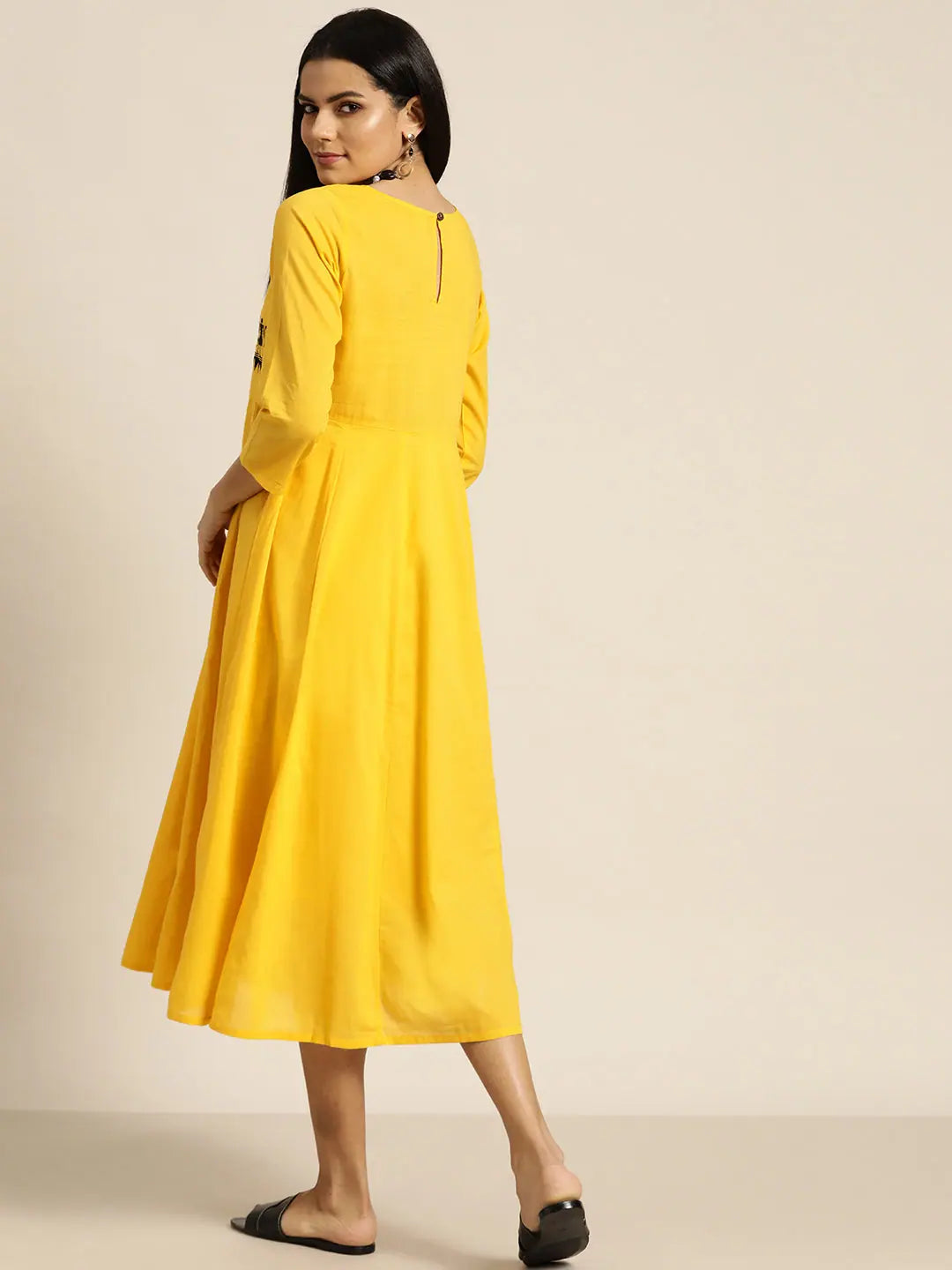 Yellow Embroidered Anarkali Dress - Festive Lehenga & Ethnic Wear