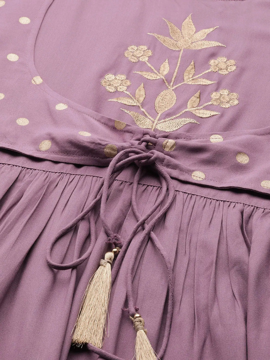 Lavender Foil Print Indian Cotton Dresses with Jacket