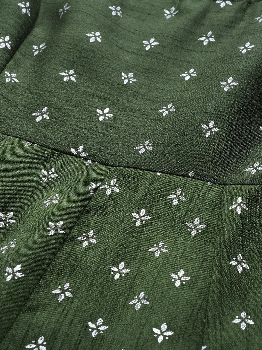 Green Foil Print Anarkali Maxi Dress | Women's Anarkali Gown