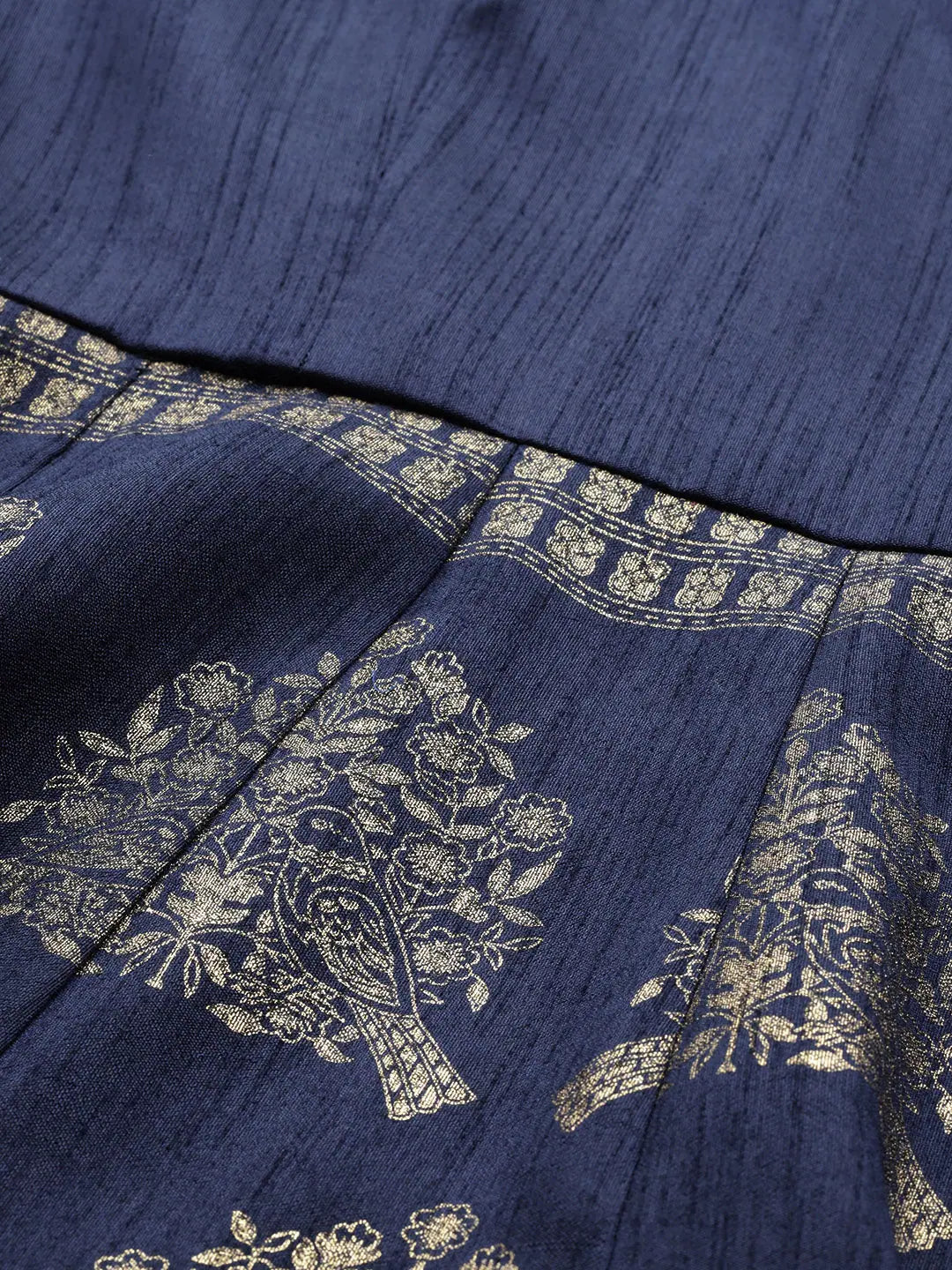 Navy Foil Print Sleeveless Anarkali Maxi Dress | Anarkali Suits