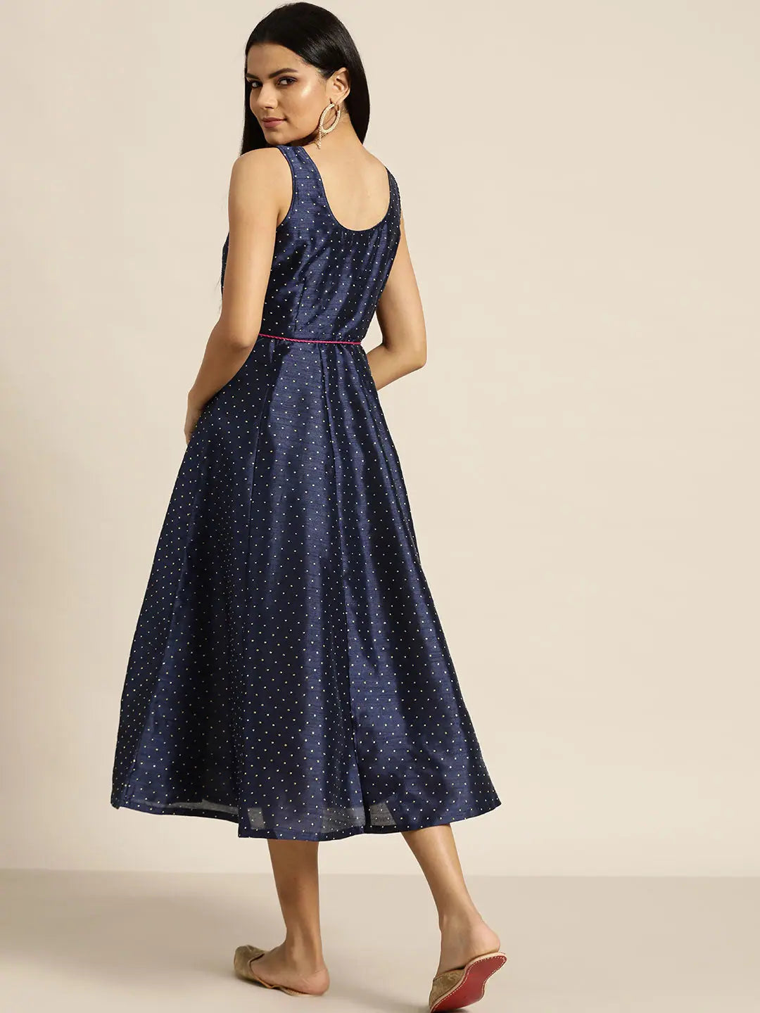 Navy Mukaish Work Anarkali Dress with Belt | Anarkali Suits