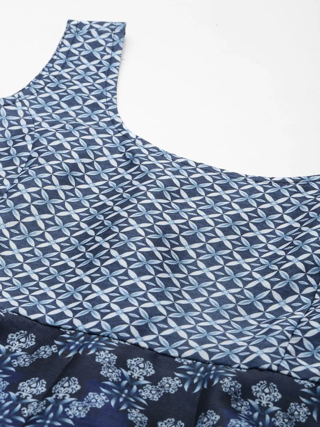 Indigo Floral Geo Print Anarkali Maxi | Anarkali Suits for Women