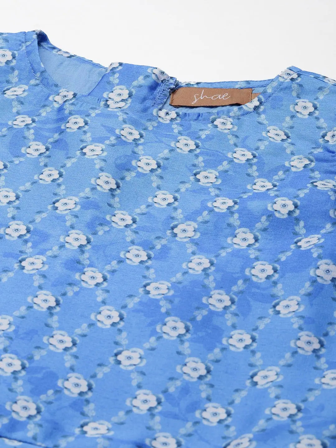 Blue Floral Cold Shoulder Anarkali Gown | Anarkali Kurti