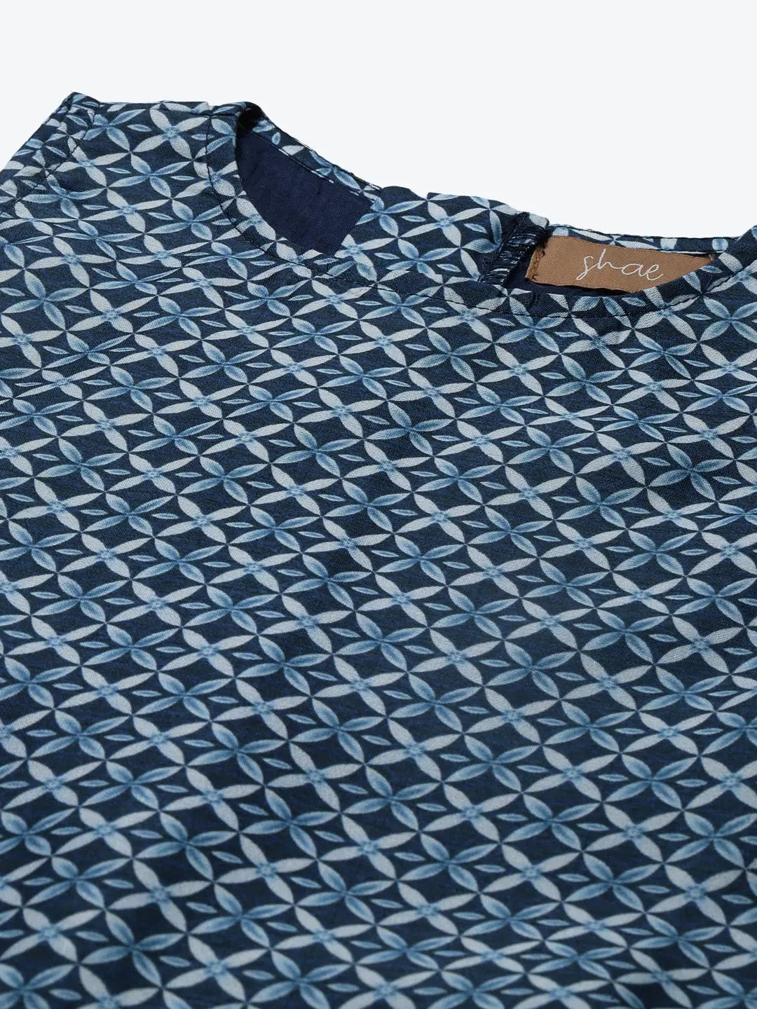 Indigo Floral Anarkali Kurti: Cold Shoulder Maxi Dress