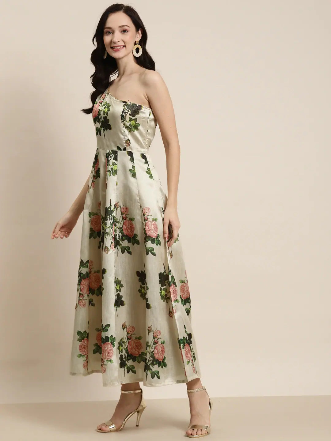 one shoulder anarkali dress One-Shoulder Gown: Elegant Indian Style