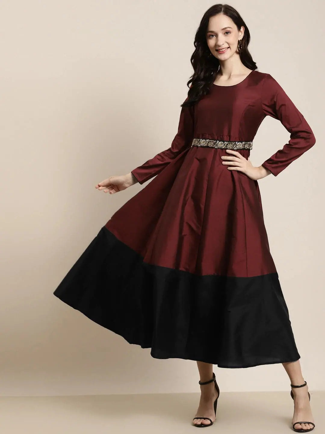 Maroon Embroidered Anarkali Maxi Gown | Anarkali Suit Set