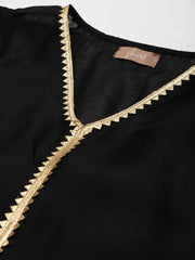 Black Chanderi Lace Kaftan With Slip