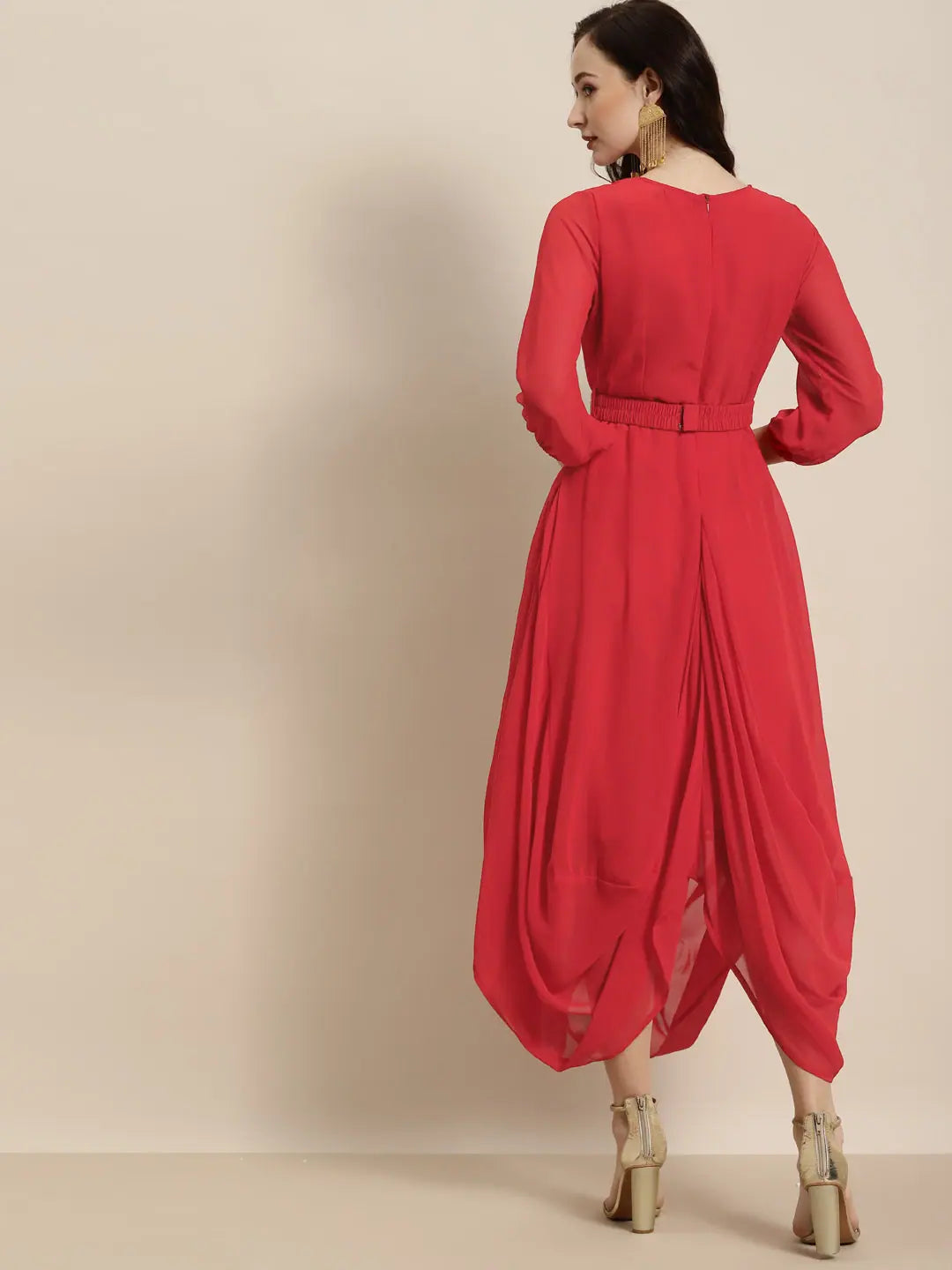 Red Embroidered Belt Dhoti Dress | Women's Dhoti Sets