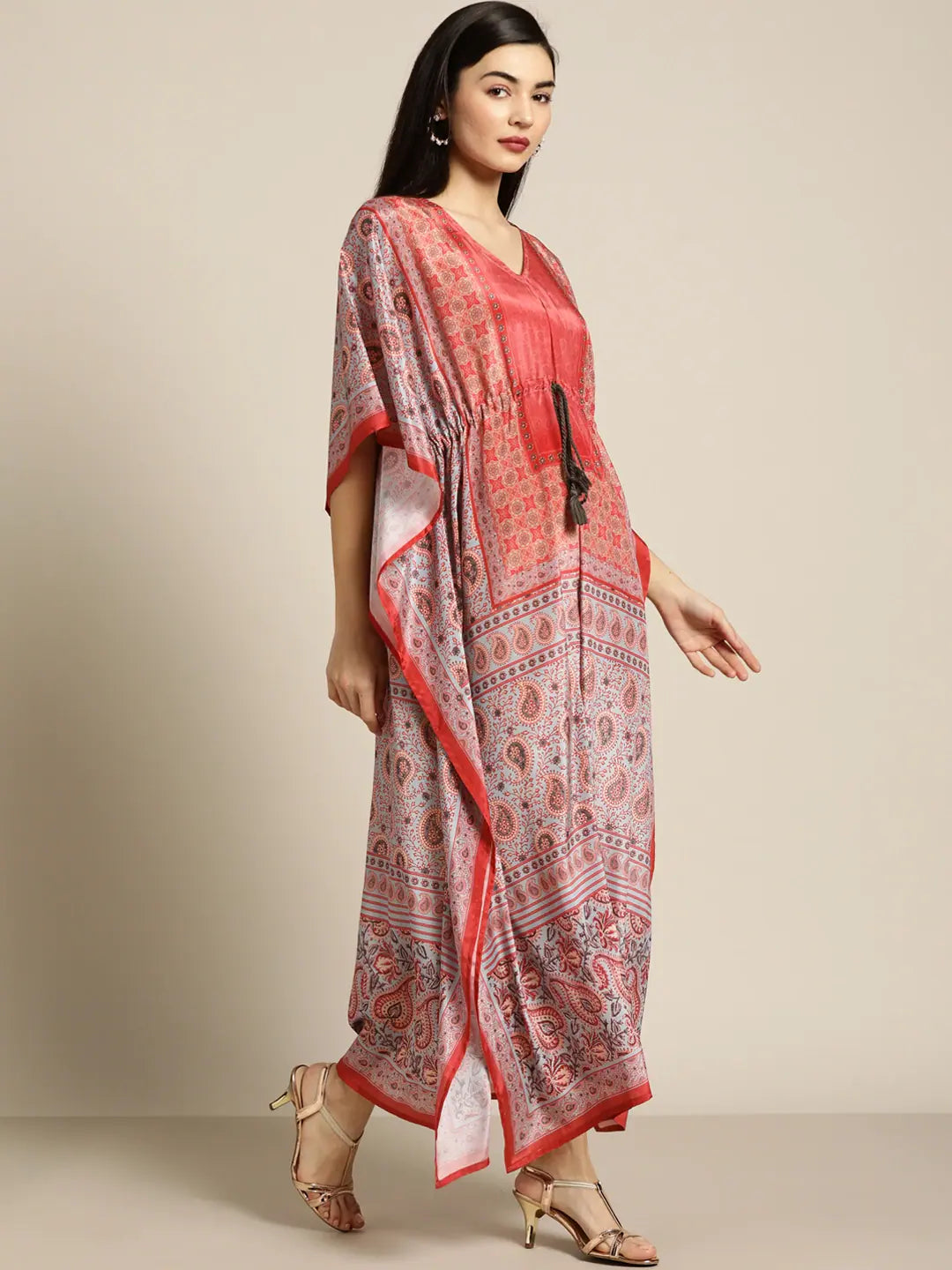 Pink & Blue Paisley Kaftan - Women's Stylish Kaftans Online