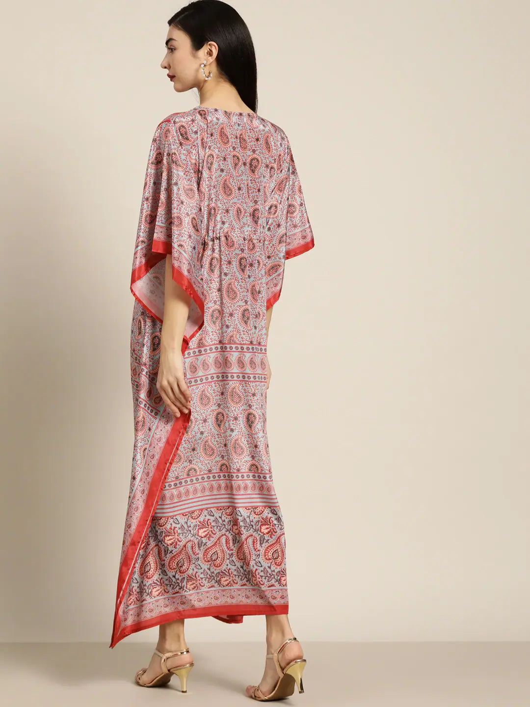 Pink & Blue Paisley Kaftan - Women's Stylish Kaftans Online