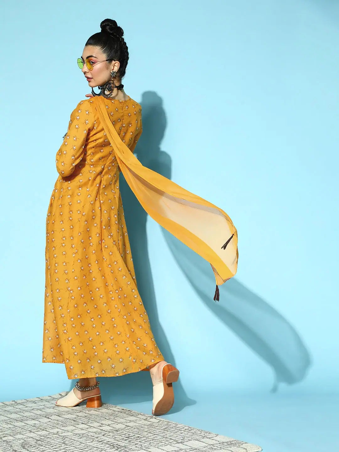 Yellow Lotus Anarkali Maxi - Designer Anarkali Kurti for Women