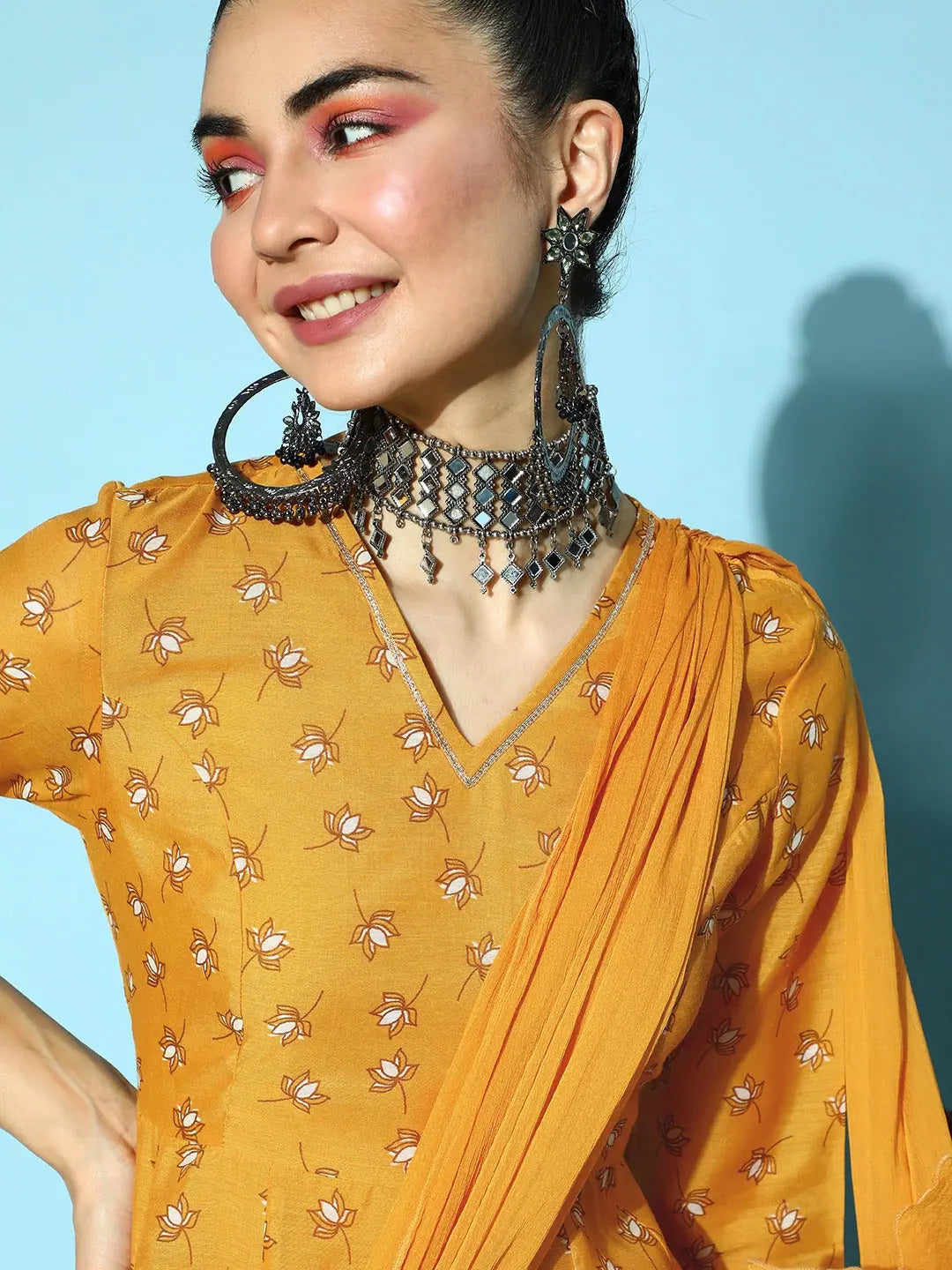 Yellow Lotus Anarkali Maxi - Designer Anarkali Kurti for Women