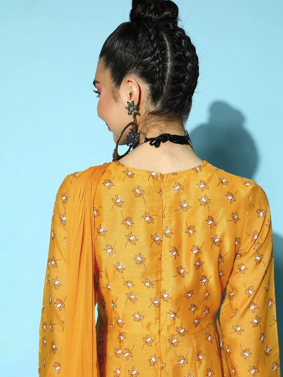 Yellow Lotus Anarkali Maxi - Designer Anarkali Kurti for Women