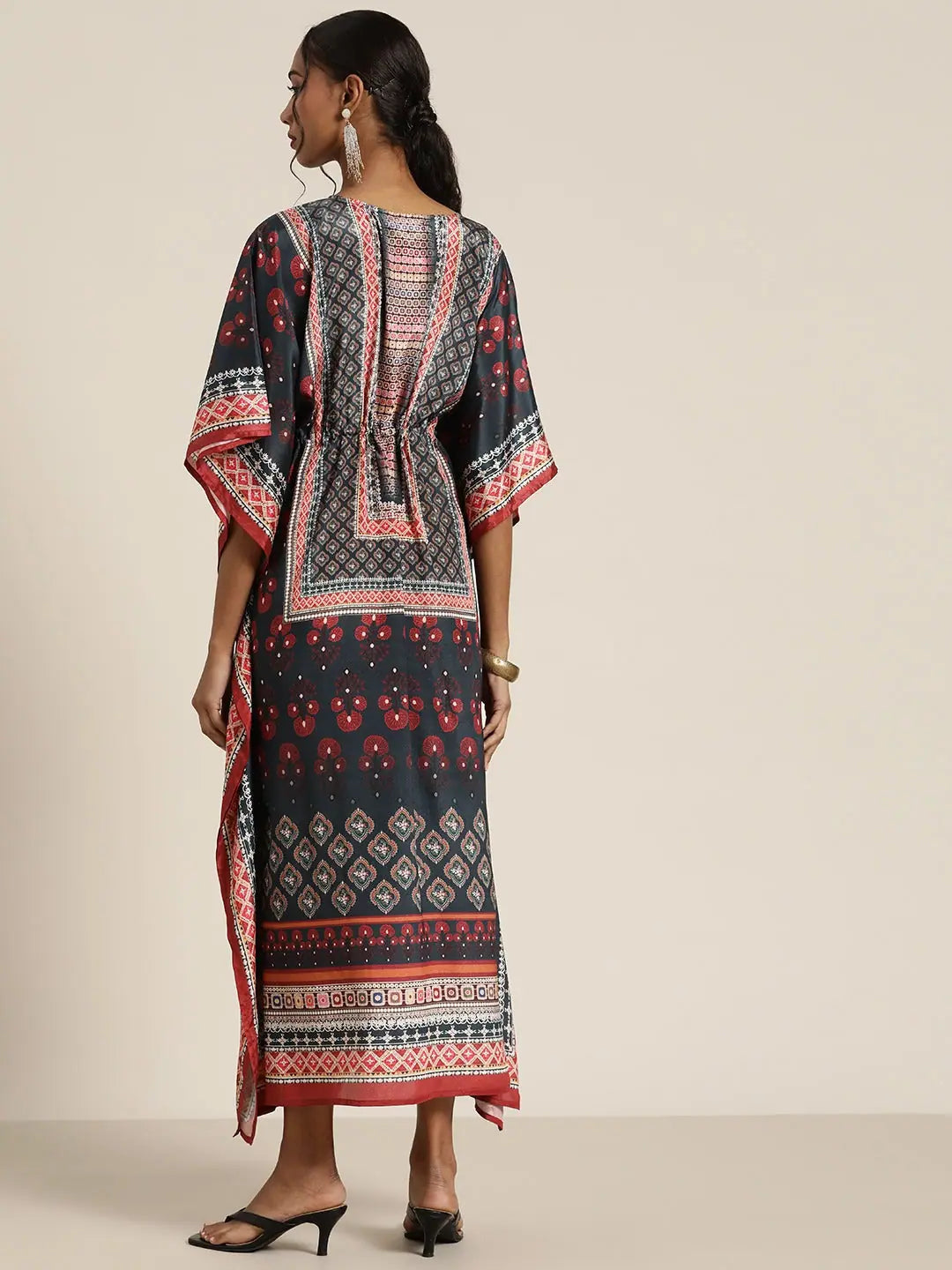 Navy & Rust Floral Kaftan Dress - Printed Kaftans for Women