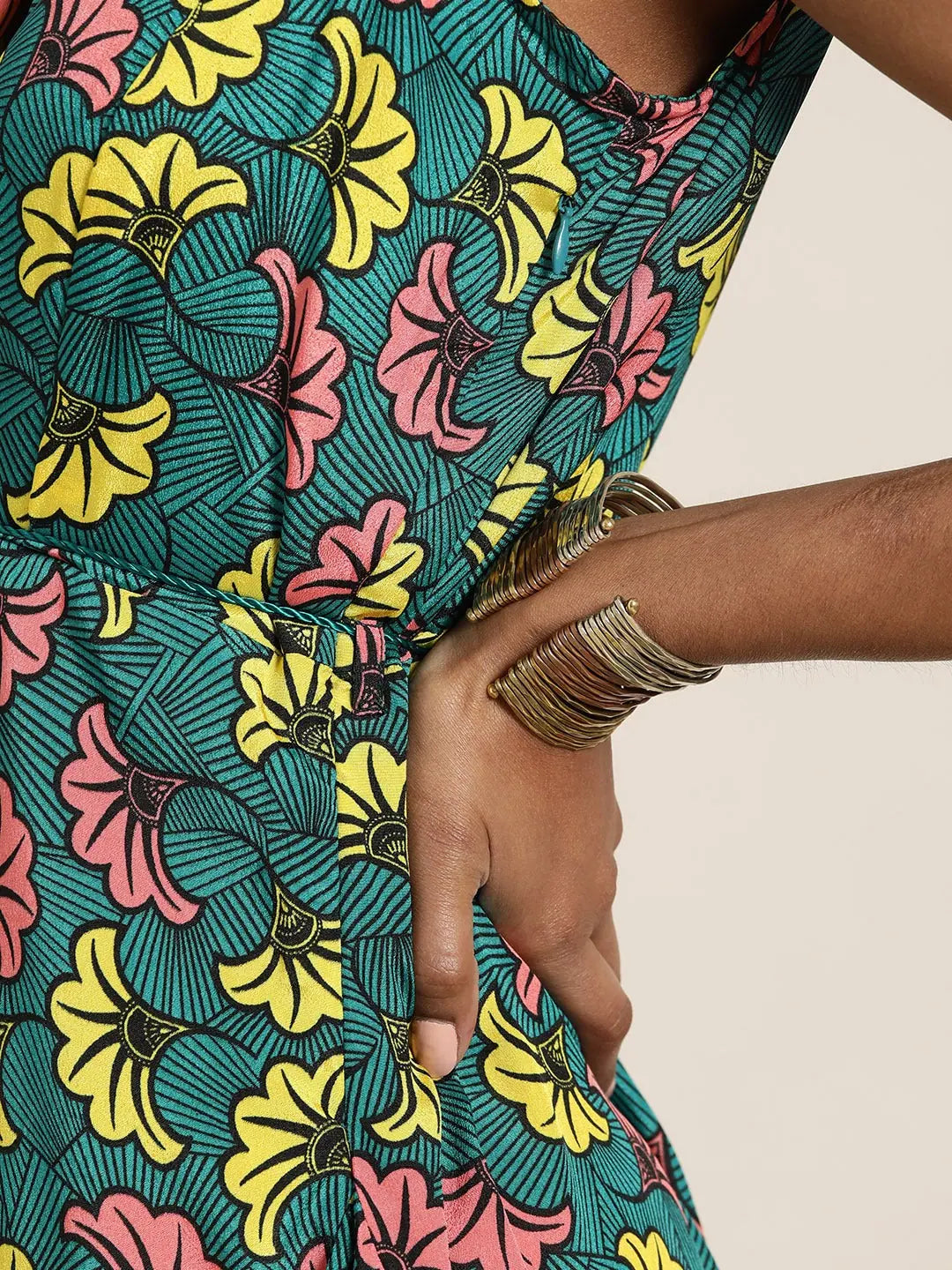 Teal Floral Dhoti Dress | Unique Dhoti Kurta Set for Women