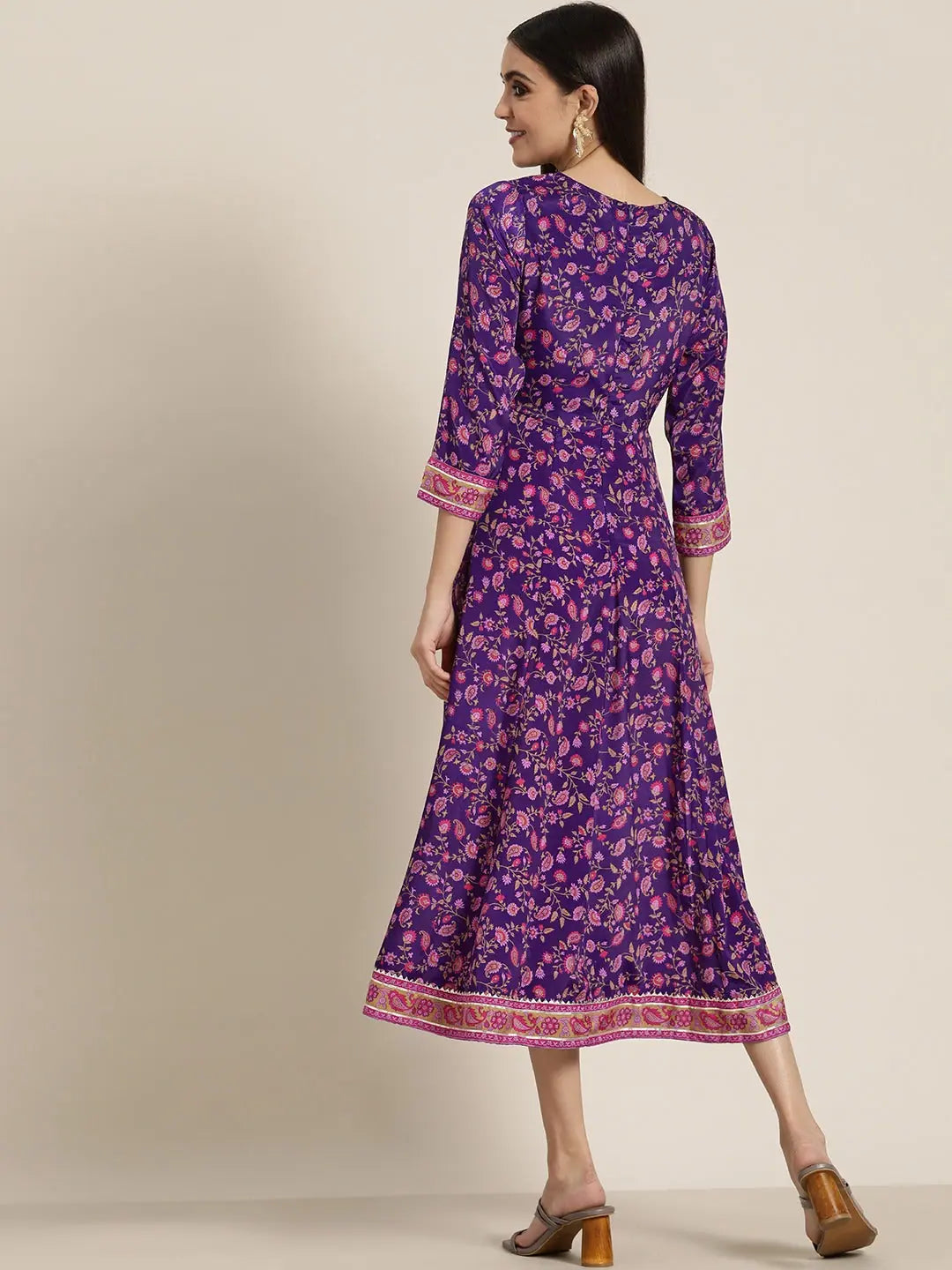 Purple Floral Anarkali Dress | Women's Anarkali Gown Online