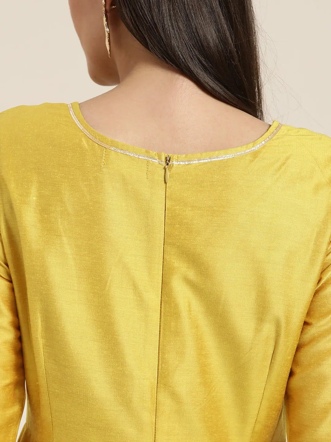 Mustard Gota Anarkali Dress | Maxi Length Cotton Silk Anarkali...