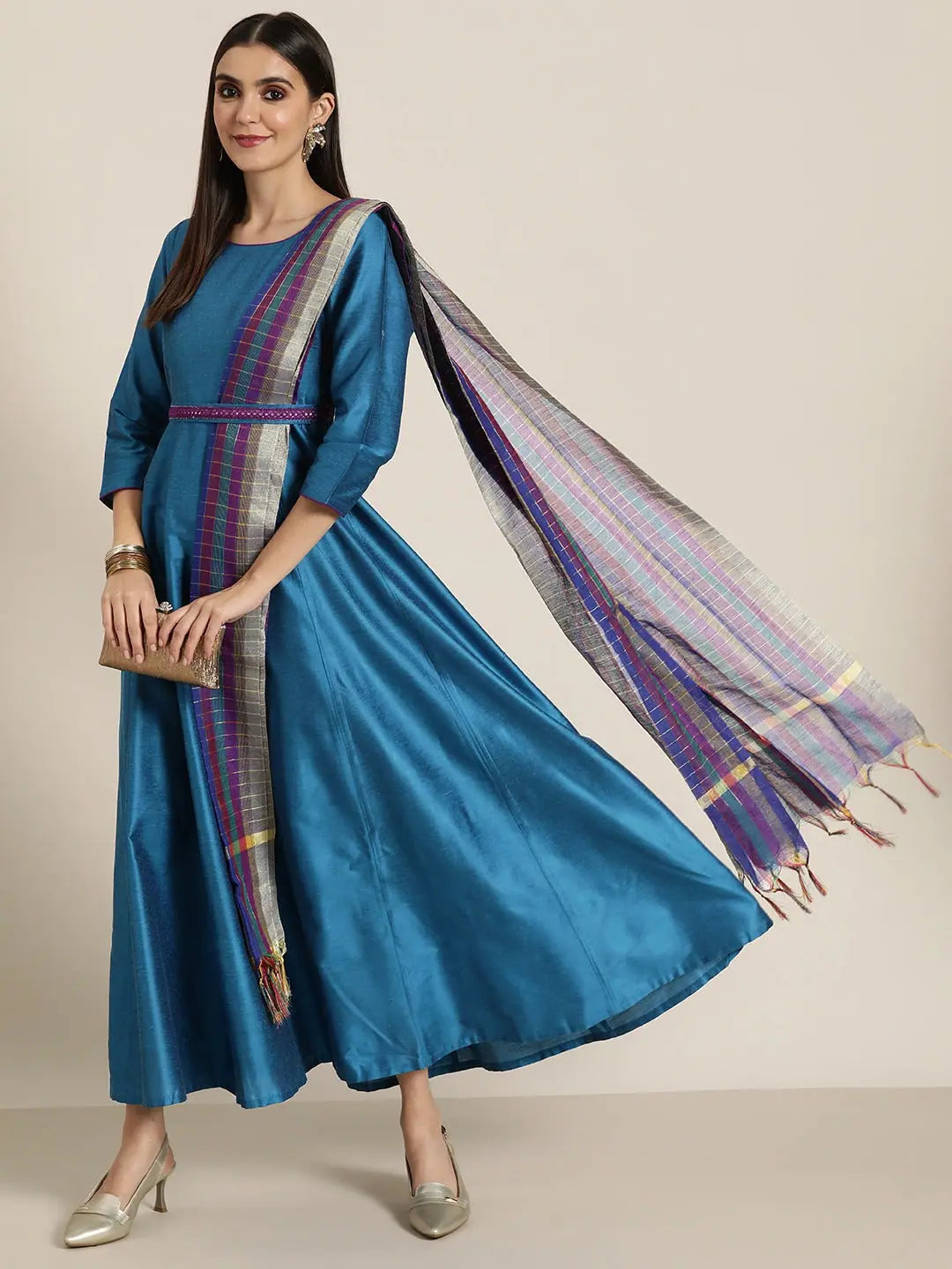 Blue Anarkali Maxi with Dupatta | Stylish Anarkali Kurti for W...