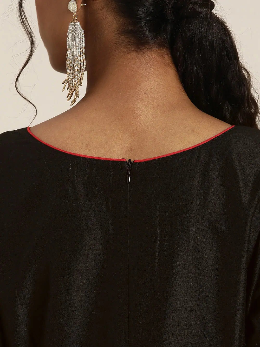 Black Anarkali Maxi with Red Dupatta | Anarkali Suit Set