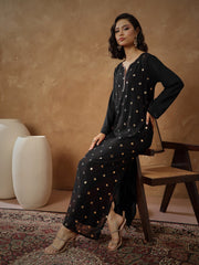 Women Black Embroidered Abaya Dress-SHDRS13274
