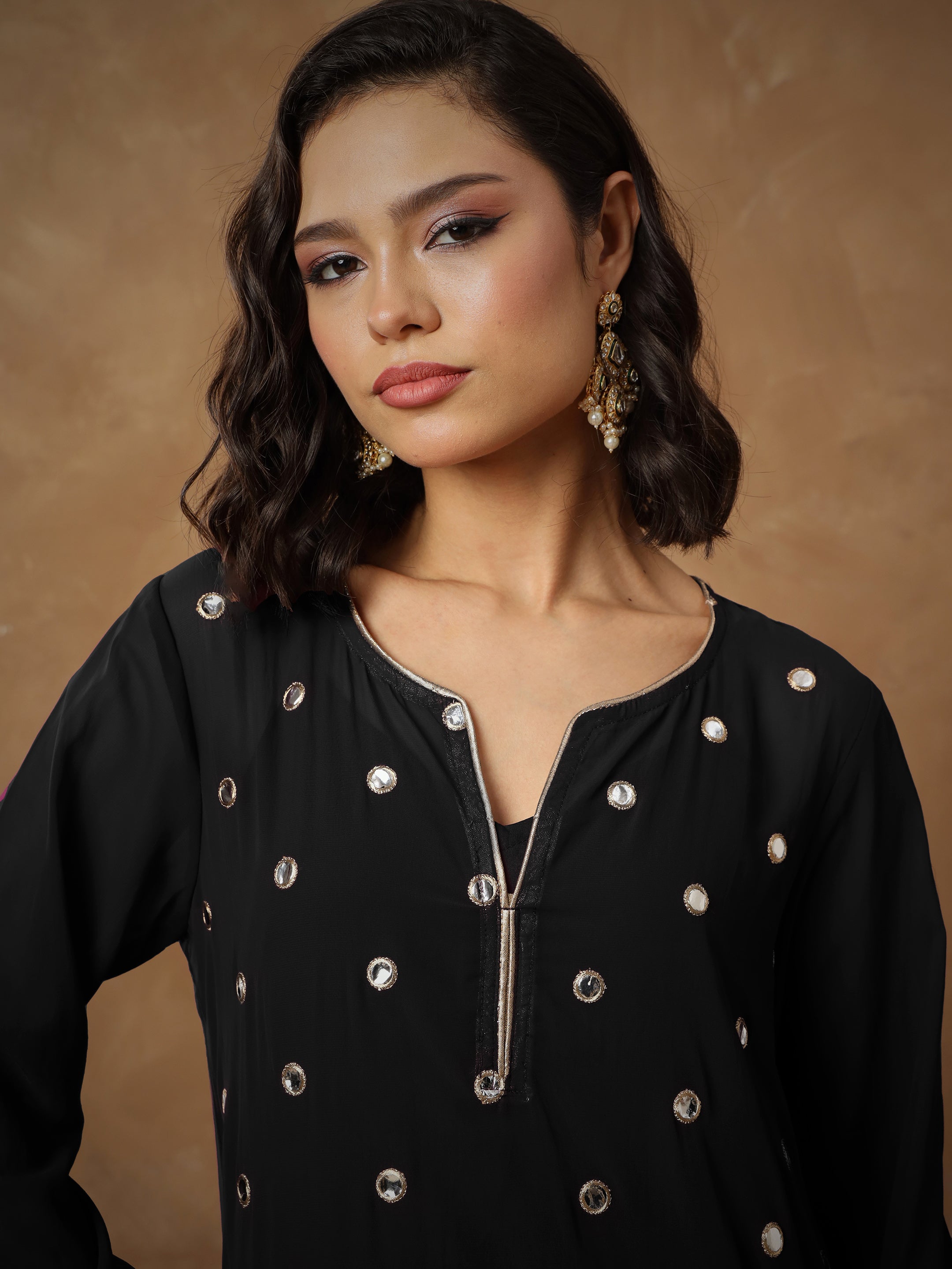 Women Black Embroidered Abaya Dress-SHDRS13274