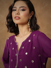 Women Purple Embroidered Abaya Dress-SHDRS13275