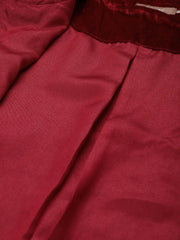 Women Embroidered Maroon Round Neck Full Sleeve Jacket