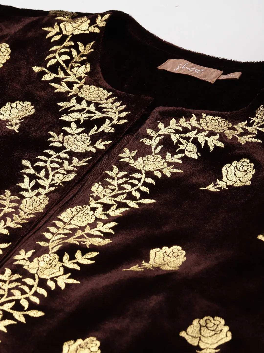 Printed Brown Velvet Jacket | Trendy Jackets for Women