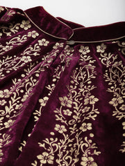 Women Printed Purple Sleeveless Jacket