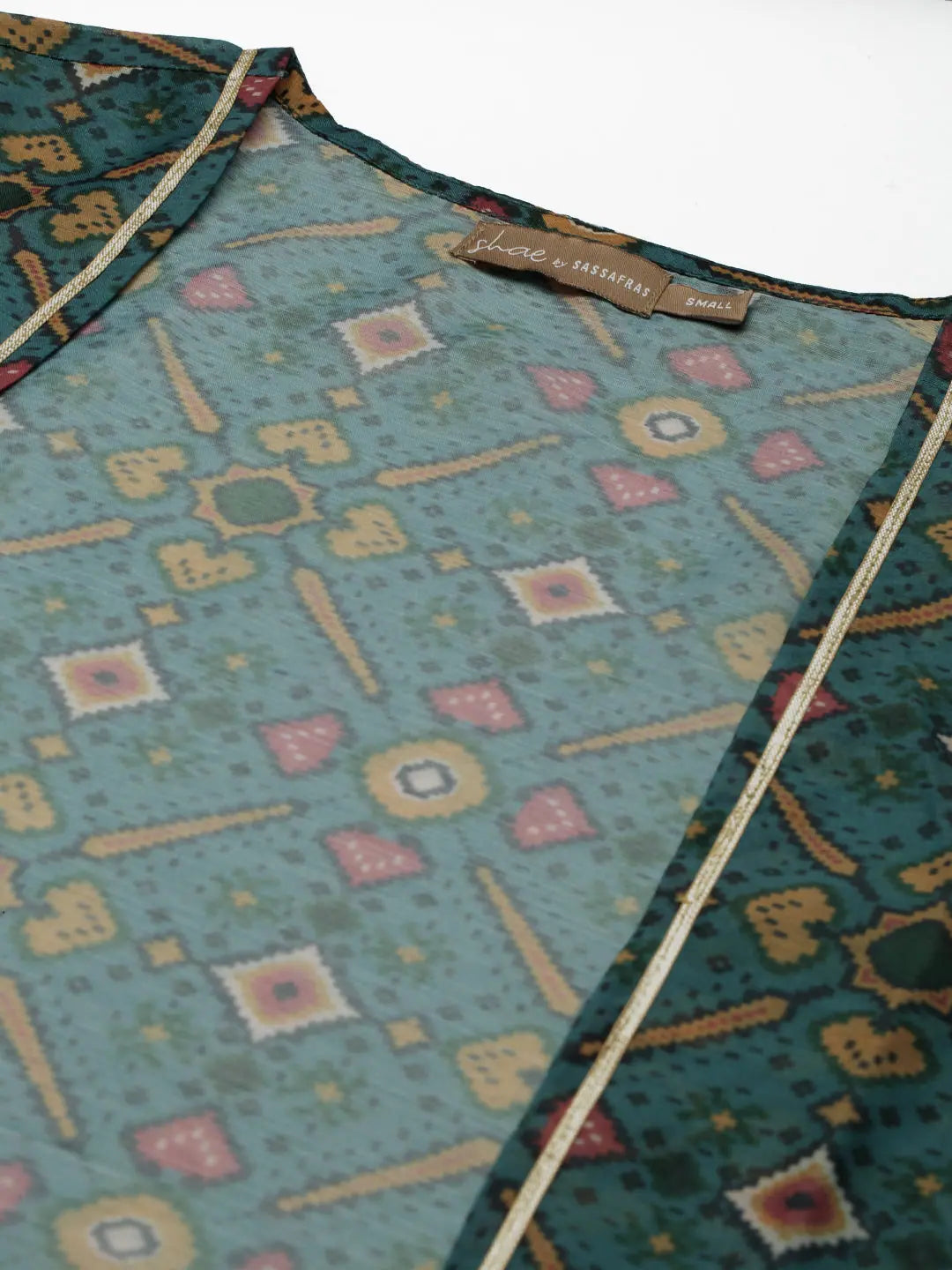 Teal Printed Women's Jacket | Trendy Women's Outerwear
