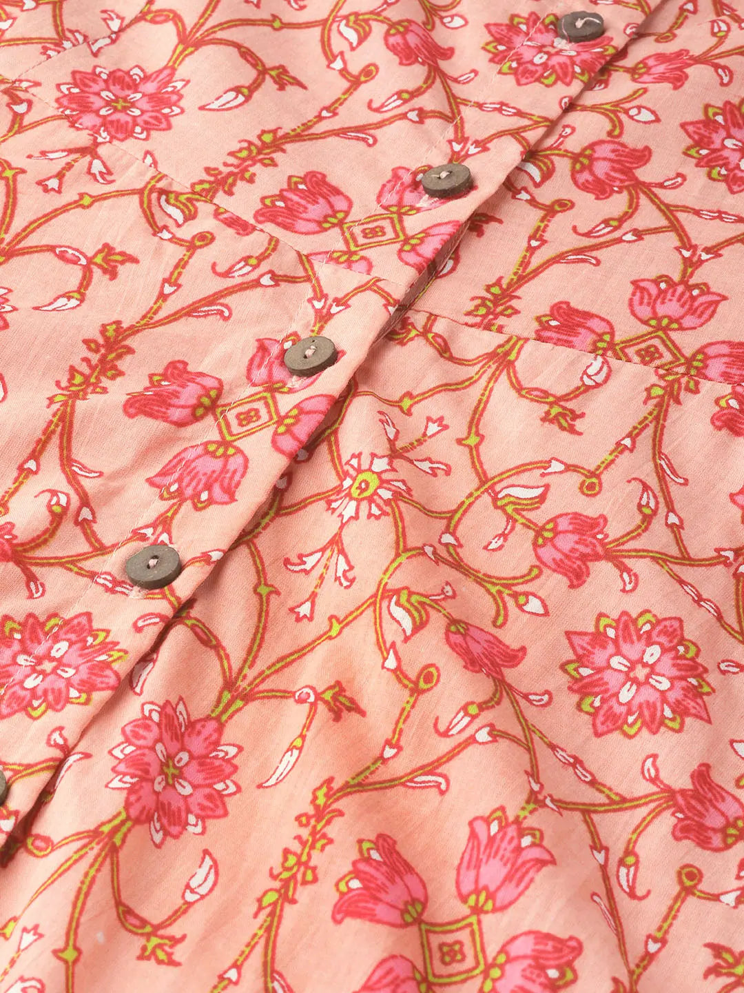 Peach Floral Anarkali Kurta | Rayon Anarkali Kurti for Women