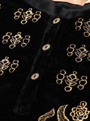 Black Zari Embroidered Velvet Kurta