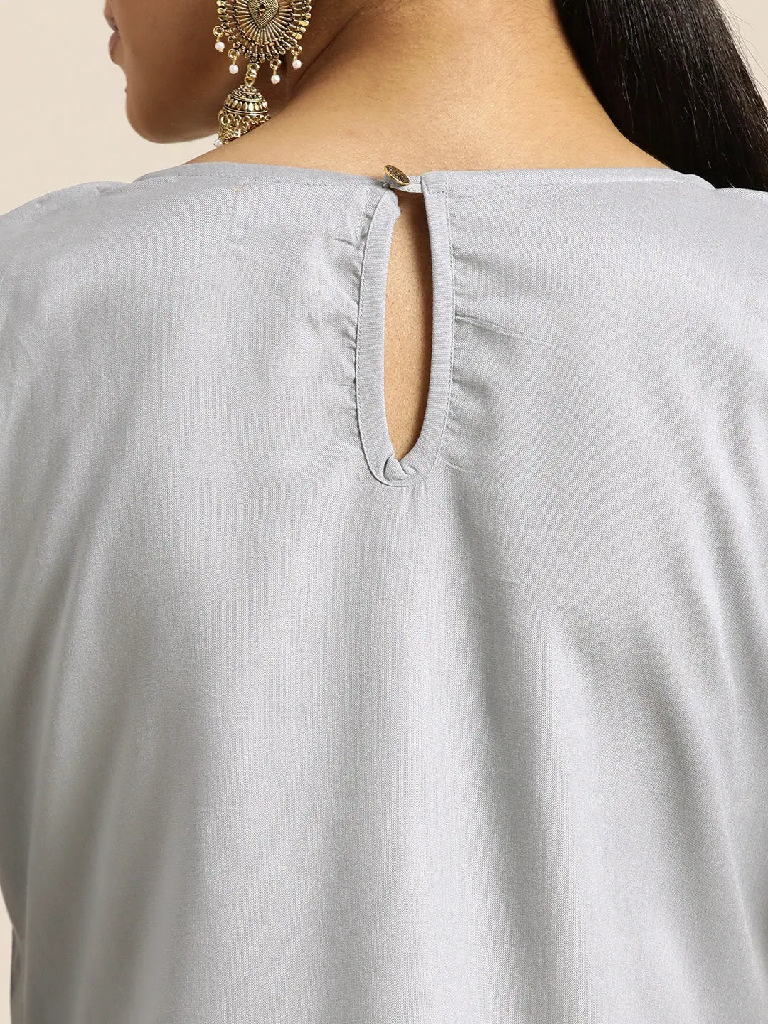 Grey Foil Print Kurta for Women - Stylish Indian Kurtis Online