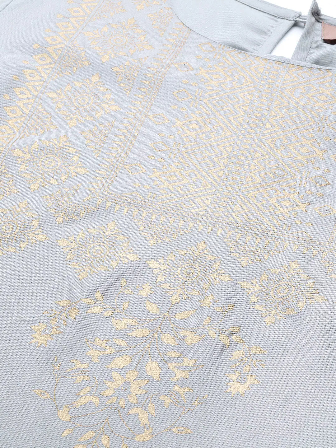 Grey Foil Print Kurta for Women - Stylish Indian Kurtis Online