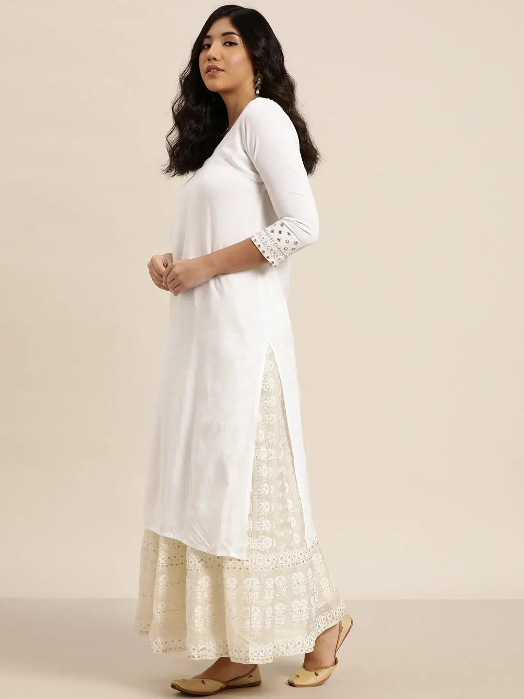 Elegant White Embroidered Kurta - Stylish Indian Kurtis for Women
