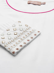 White Sleeve Embroidered Liva Kurta