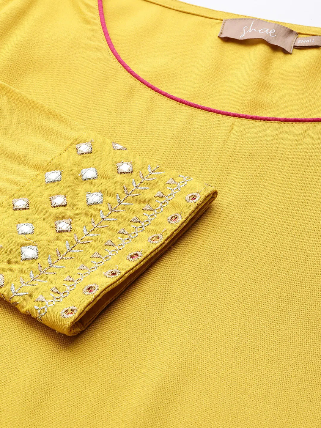 Yellow Embroidered Liva Kurta | Women's Indian Kurtas Online