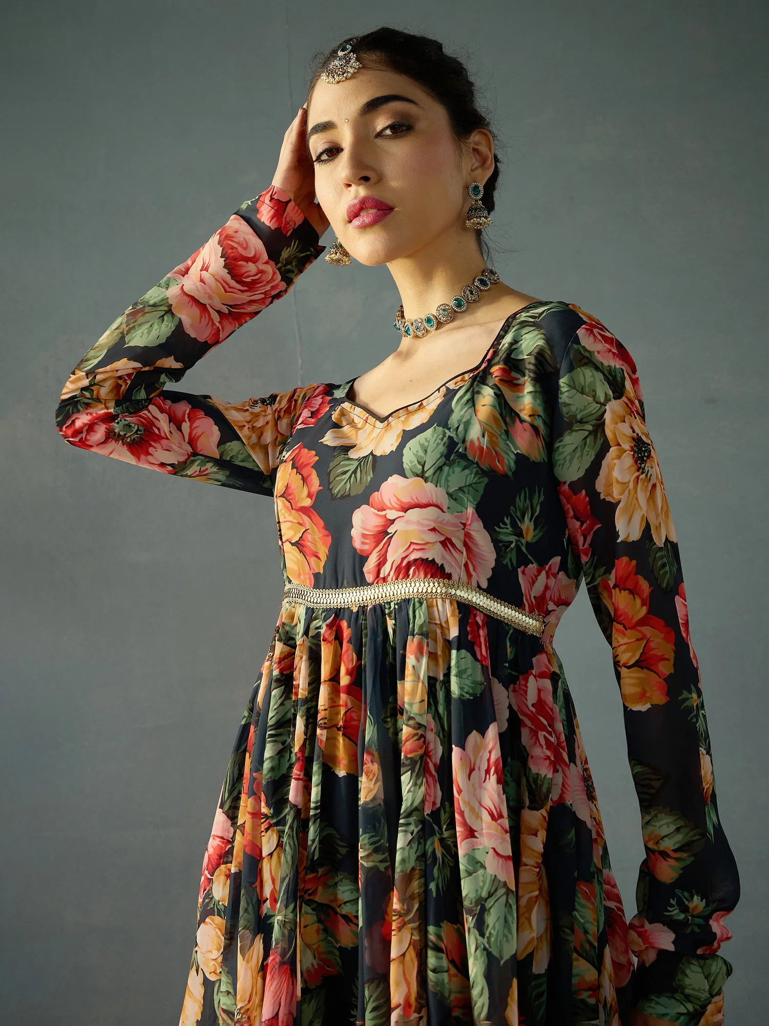 Floral Black Anarkali Kurti - Stylish Anarkali Kurtis for Women