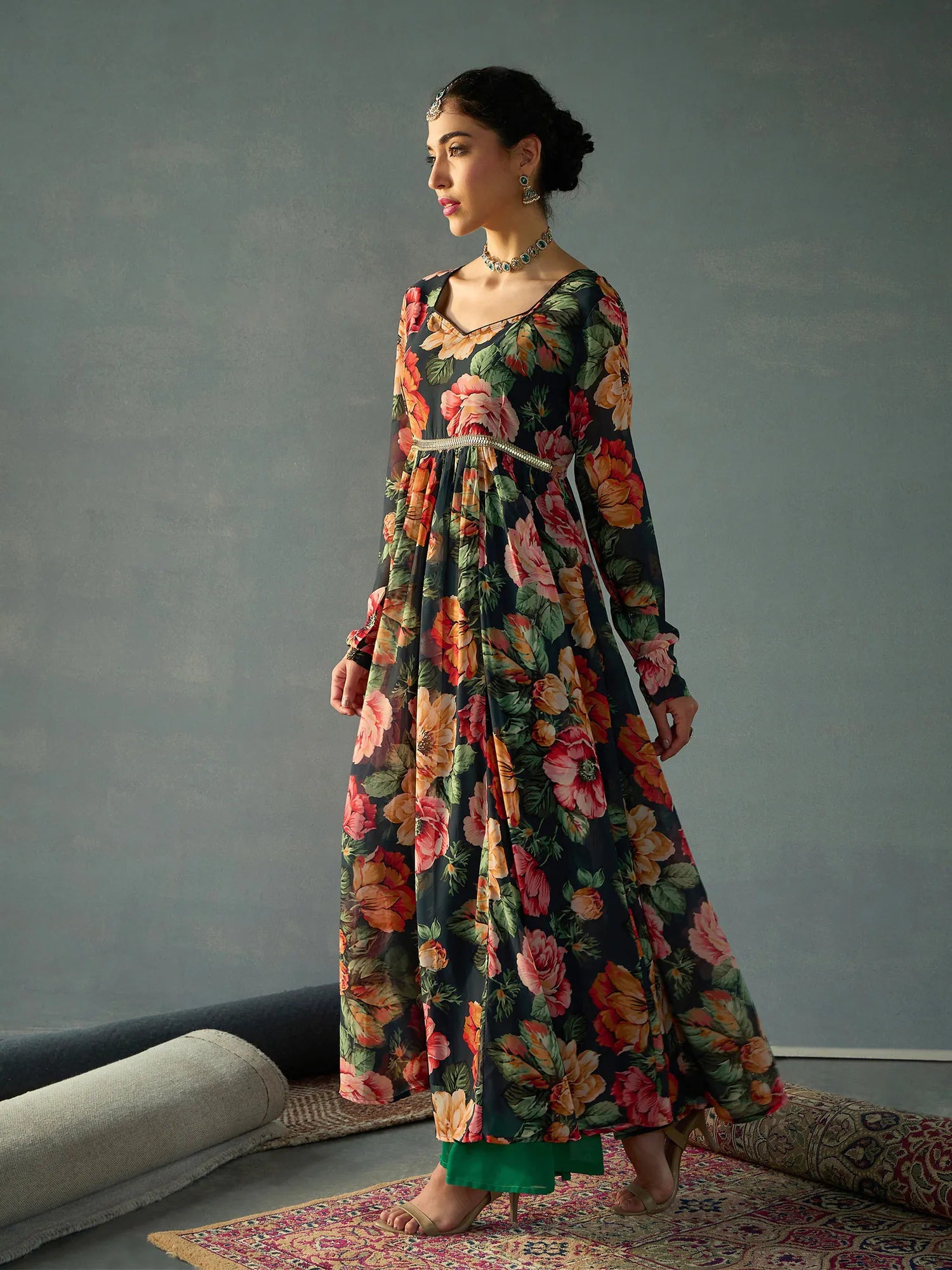 Floral Black Anarkali Kurti - Stylish Anarkali Kurtis for Women